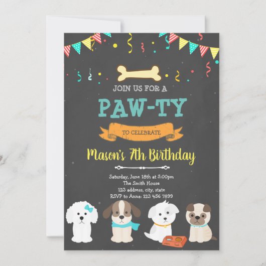 Schattigee hond verjaardagsdouche uitnodiging (Voorkant)