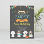 Schattigee hond verjaardagsdouche uitnodiging (Staand voorkant)