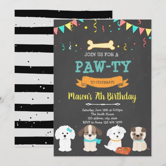 Schattigee hond verjaardagsdouche uitnodiging (Voorkant / Achterkant)