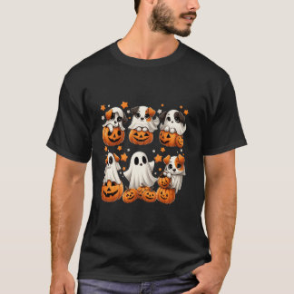 Schattigee hond verkleed als spookhond spookpompoe t-shirt