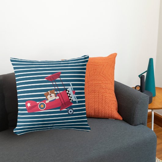 Schattigee hond vliegen rood Vliegtuig, Baby Boy N Kussen