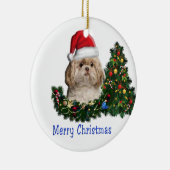 Schattigee hond vrolijk kerstfeest keramisch ornament (Rechts)