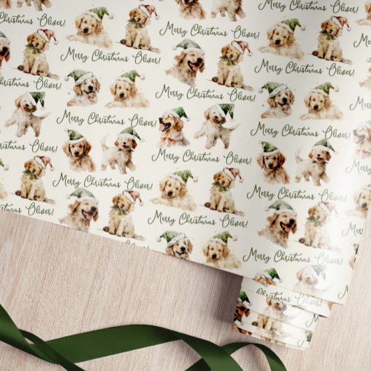 Schattigee hond Vrolijk kerstinpakpapier Cadeaupapier
