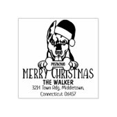 Schattigee hond vrolijk kerstretour adres rubberstempel (Afrduk)