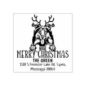 Schattigee hond vrolijk kerstretour adres rubberstempel (Afrduk)