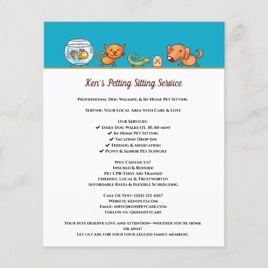 Schattigee Hond Walking Dierenverzorging Huisdier  Flyer (Voorkant)