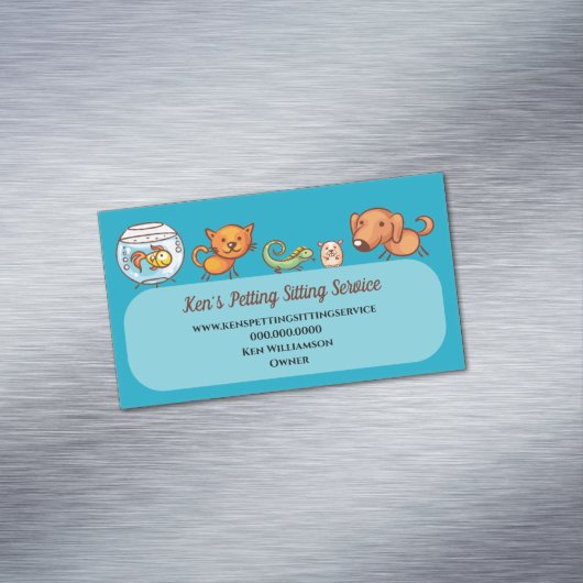 Schattigee Hond Walking Dierenverzorging Huisdier  Magnetisch Visitekaartje (Voorbeeld)