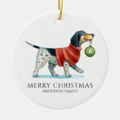 Schattigee Hond Waterverf Kerst Keramisch Ornament (Voorkant)