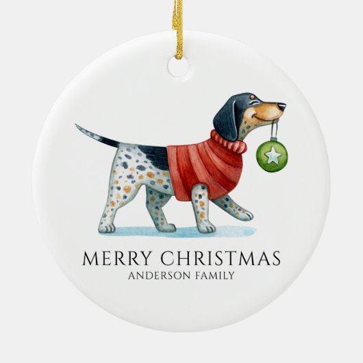 Schattigee Hond Waterverf Kerst Keramisch Ornament (Achterkant)