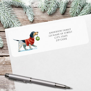 Schattigee Hond Waterverf Kerst Terug Adres Etiket