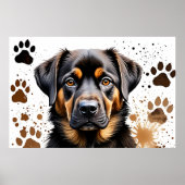 Schattigee Hond Waterverf Print Poster (Voorkant)