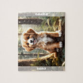Schattigee Hond Waterverf Puppy Bos Aangepaste Naa Legpuzzel (Verticaal)
