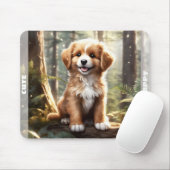 Schattigee Hond Waterverf Puppy Bos Aangepaste Naa Muismat (Met muis)