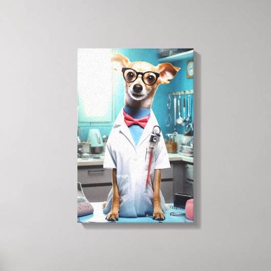 Schattigee hond werkt als dokter canvas afdruk (Voorkant)