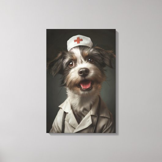 Schattigee hond werkt als verpleegkundige canvas afdruk (Voorkant)