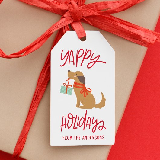 Schattigee Hond Yappy Feestdagen Vakantie Cadeaulabel