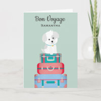 Schattigee hond zat op koffers Bon Voyage Custom