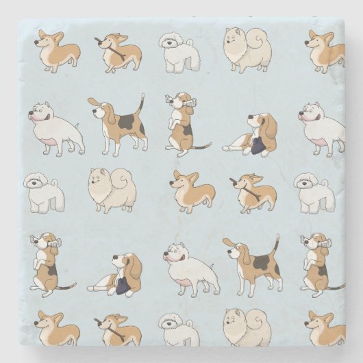 Schattigee honden aanpassen stenen onderzetter (Voorkant)