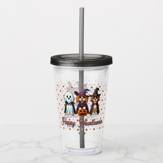 Schattigee honden als geest, heks en vampier acryl drinkbeker (Voorkant)