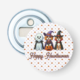 Schattigee honden als geest, heks en vampier button flesopener
