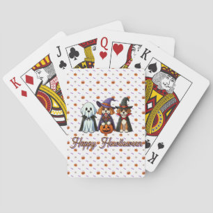 Schattigee honden als geest, heks en vampier pokerkaarten