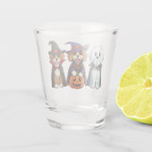 Schattigee honden als spook, heks en vampier shot glas (Achterkant)
