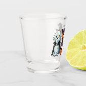Schattigee honden als spook, heks en vampier shot glas (Links)