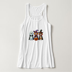 Schattigee honden als spook, heks en vampier tanktop