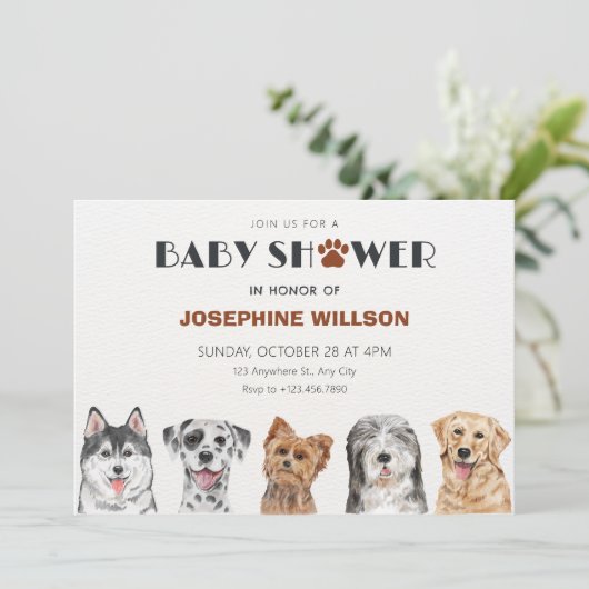 Schattigee honden baby shower kaart (Staand voorkant)