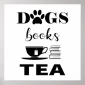 Schattigee Honden Boeken Hot Tea Modern Typografie Poster (Voorkant)