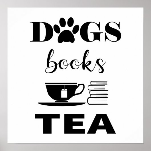 Schattigee Honden Boeken Hot Tea Modern Typografie Poster (Voorkant)