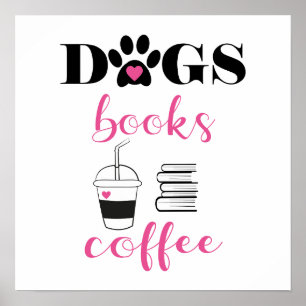 Schattigee Honden Boeken Koffie Moderne Typografie Poster