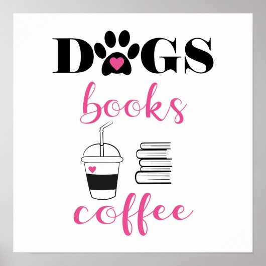 Schattigee Honden Boeken Koffie Moderne Typografie Poster (Voorkant)