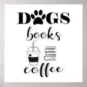 Schattigee Honden Boeken Koffie Moderne Typografie Poster (Voorkant)