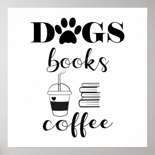 Schattigee Honden Boeken Koffie Moderne Typografie Poster (Voorkant)