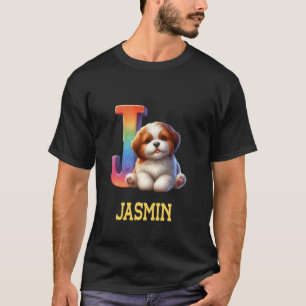 Schattigee Honden Brief Jasmin Naam Rainbow Dog T-shirt