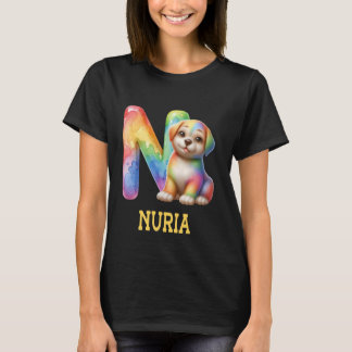 Schattigee Honden Brief Nuria Naam Rainbow Dog T-shirt