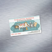 Schattigee Honden en Kat Huisdier Zittend Dierenve Magnetisch Visitekaartje (Voorbeeld)