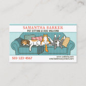 Schattigee Honden en Kat Huisdier Zittend Dierenve Visitekaartje (Voorkant)