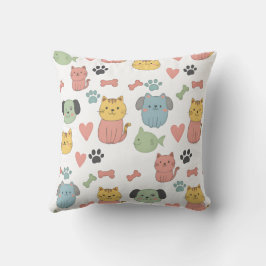 Schattigee honden en katten Cartoon Patroon Kussen