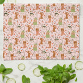 Schattigee Honden en Katten Kerstverlichting Roze Theedoek (Gevouwen)