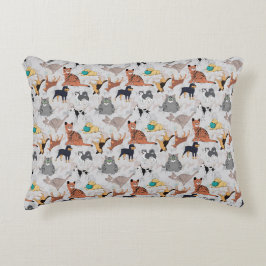 Schattigee honden- en kattenpatroon ontwerp accent kussen