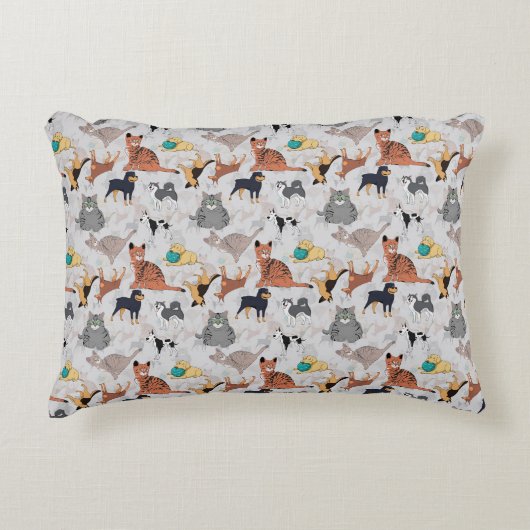 Schattigee honden- en kattenpatroon ontwerp accent kussen (Voorkant)