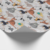 Schattigee honden- en kattenpatroon ontwerp cadeaupapier (Hoek)