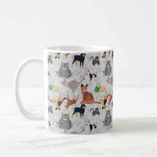 Schattigee honden- en kattenpatroon ontwerp koffiemok