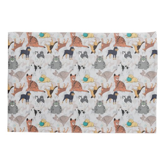 Schattigee honden- en kattenpatroon ontwerp kussensloop (Achterkant)