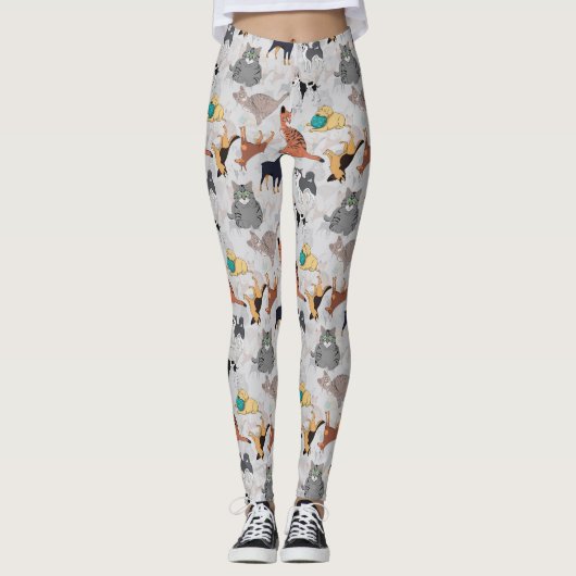 Schattigee honden- en kattenpatroon ontwerp leggings (Voorkant)