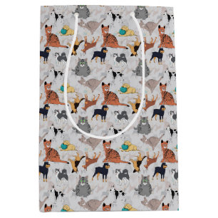 Schattigee honden- en kattenpatroon ontwerp medium cadeauzakje