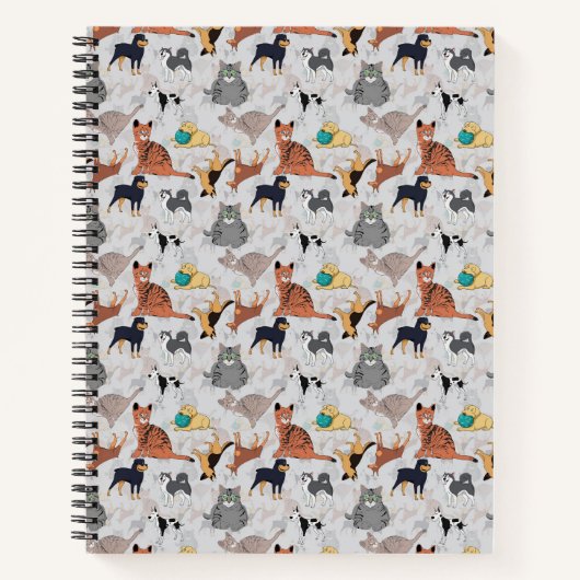 Schattigee honden- en kattenpatroon ontwerp notitieboek (Voorkant)