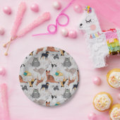 Schattigee honden- en kattenpatroon ontwerp papieren bordje (Feest)